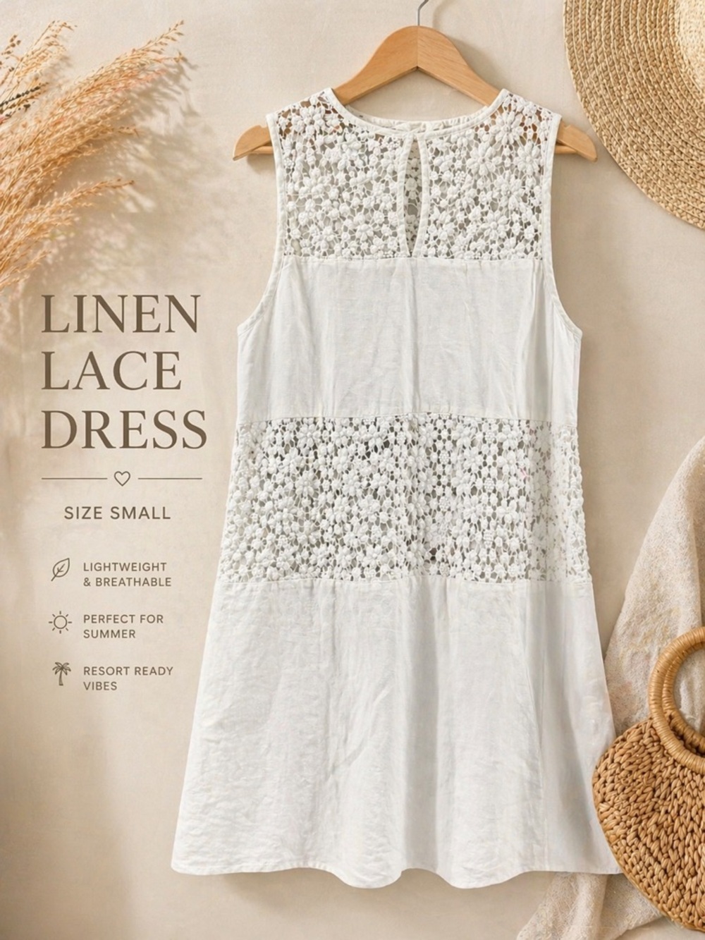 White linen beach cover dress - Picture 2 of 4